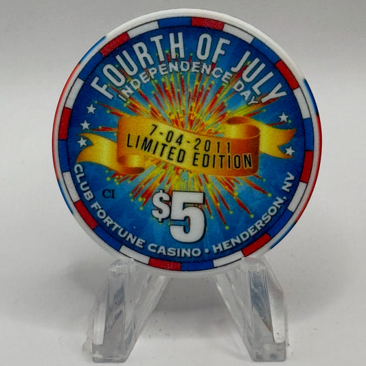 Club Fortune Henderson Nevada 2011 'Fourth Of July' LE $5 Casino Chip D0233