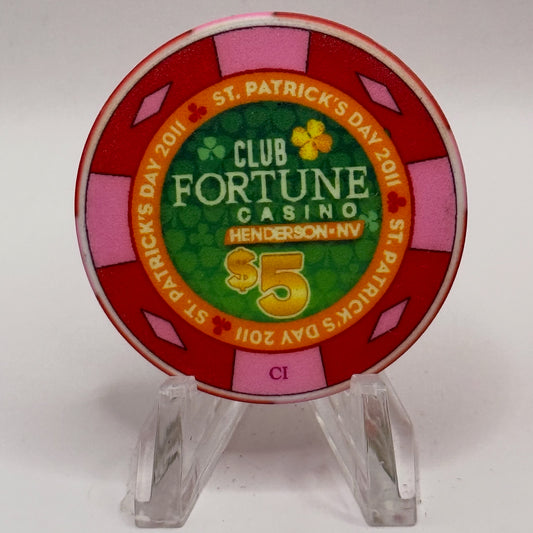 Club Fortune Henderson Nevada 2011 'St. Patrick's Day' LE $5 Casino Chip D0191