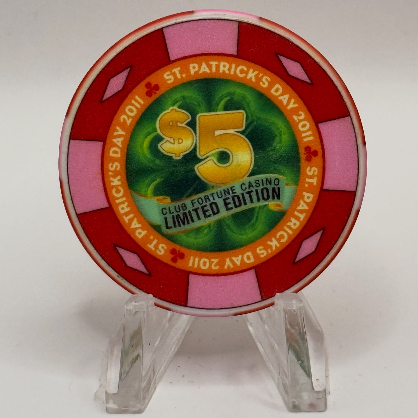 Club Fortune Henderson Nevada 2011 'St. Patrick's Day' LE $5 Casino Chip D0191