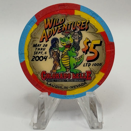 Colorado Belle Laughlin Nevada 2004 'Wild Adventures' LE $5 Casino Chip E3896