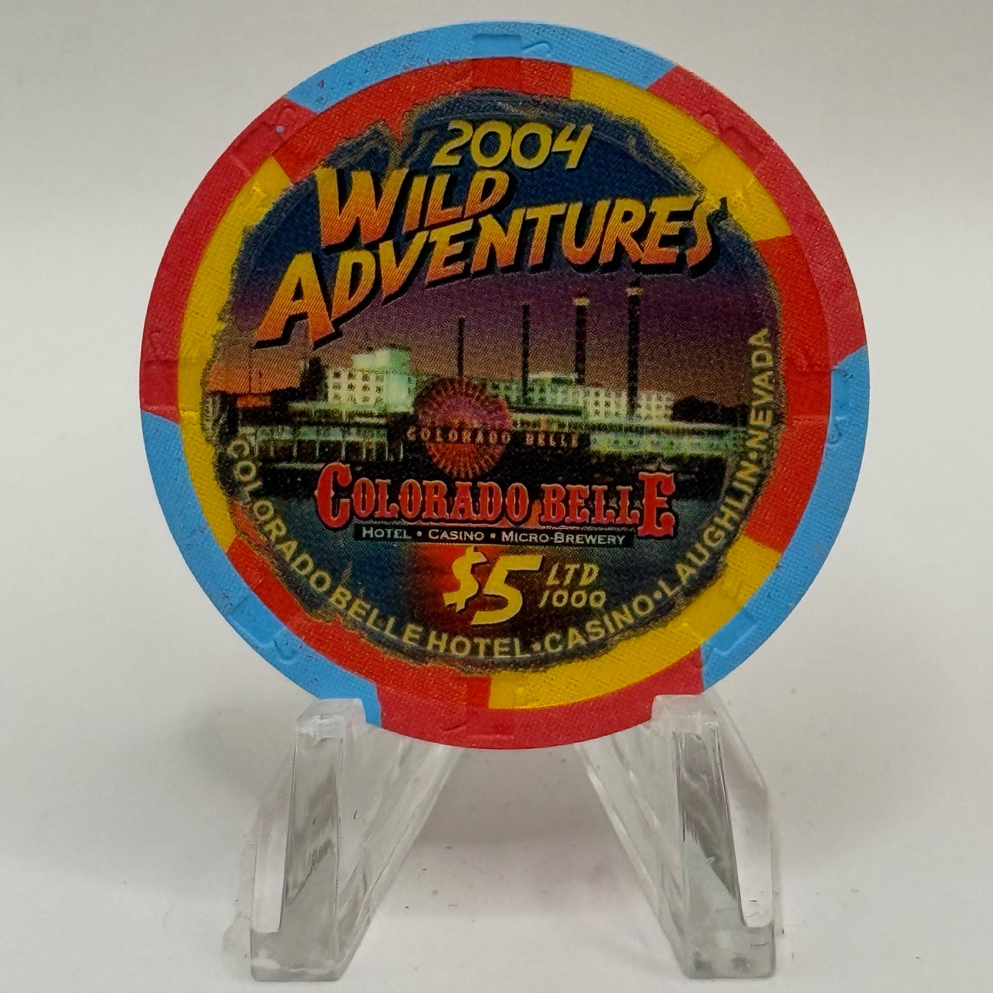 Colorado Belle Laughlin Nevada 2004 'Wild Adventures' LE $5 Casino Chip E3896