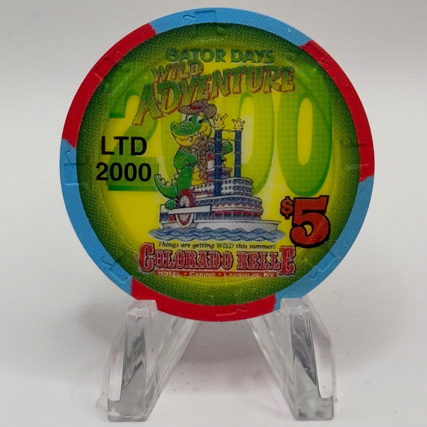 Colorado Belle Laughlin Nevada 2000 'Gator Days Wild Adventure' LE $5 Casino Chip E3916