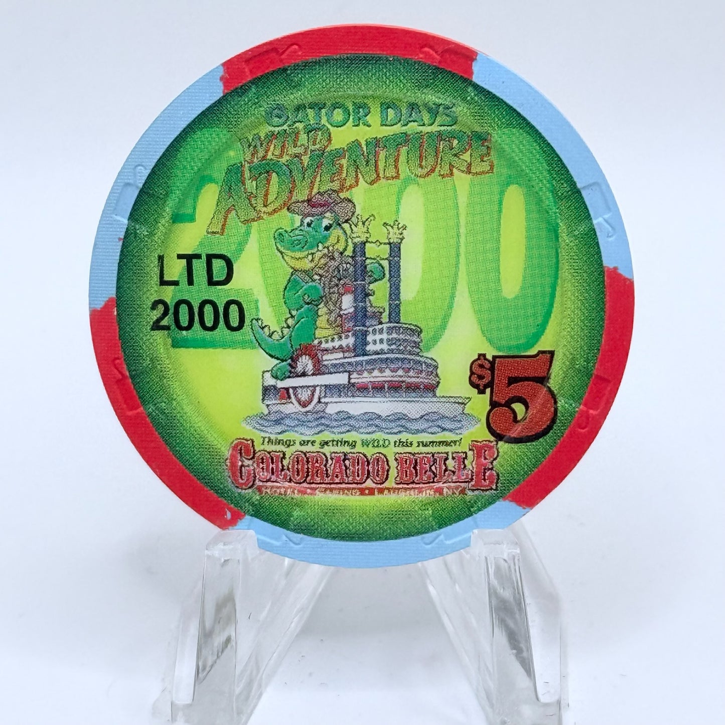 Colorado Belle Laughlin Nevada 2000 'Gator Days Wild Adventures' LE $5 Casino Chip E3914