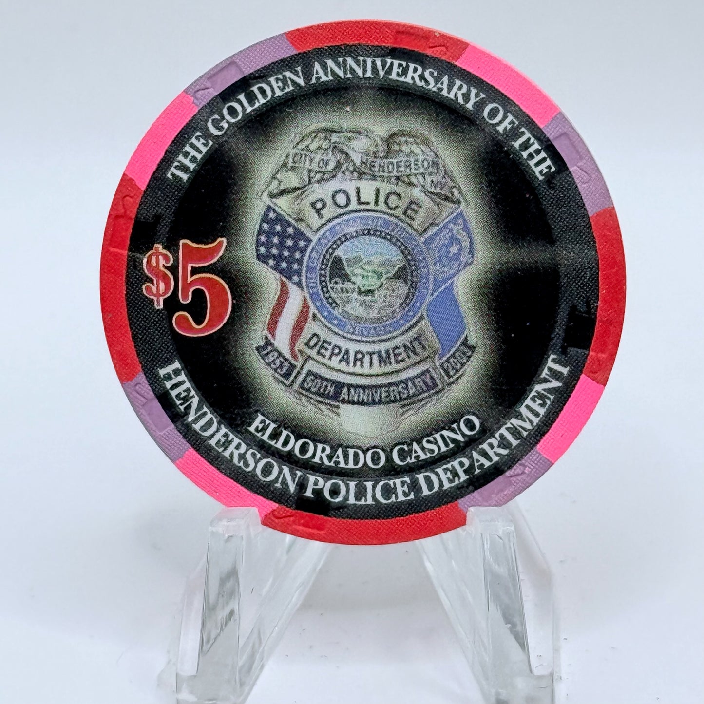 Eldorado Henderson Nevada 2003 'Golden Anniversary Henderson Police Department' LE $5 Casino Chip E0381