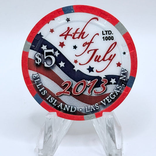 Ellis Island Las Vegas Nevada 2013 'Fourth of July' LE $5 Casino Chip D1324