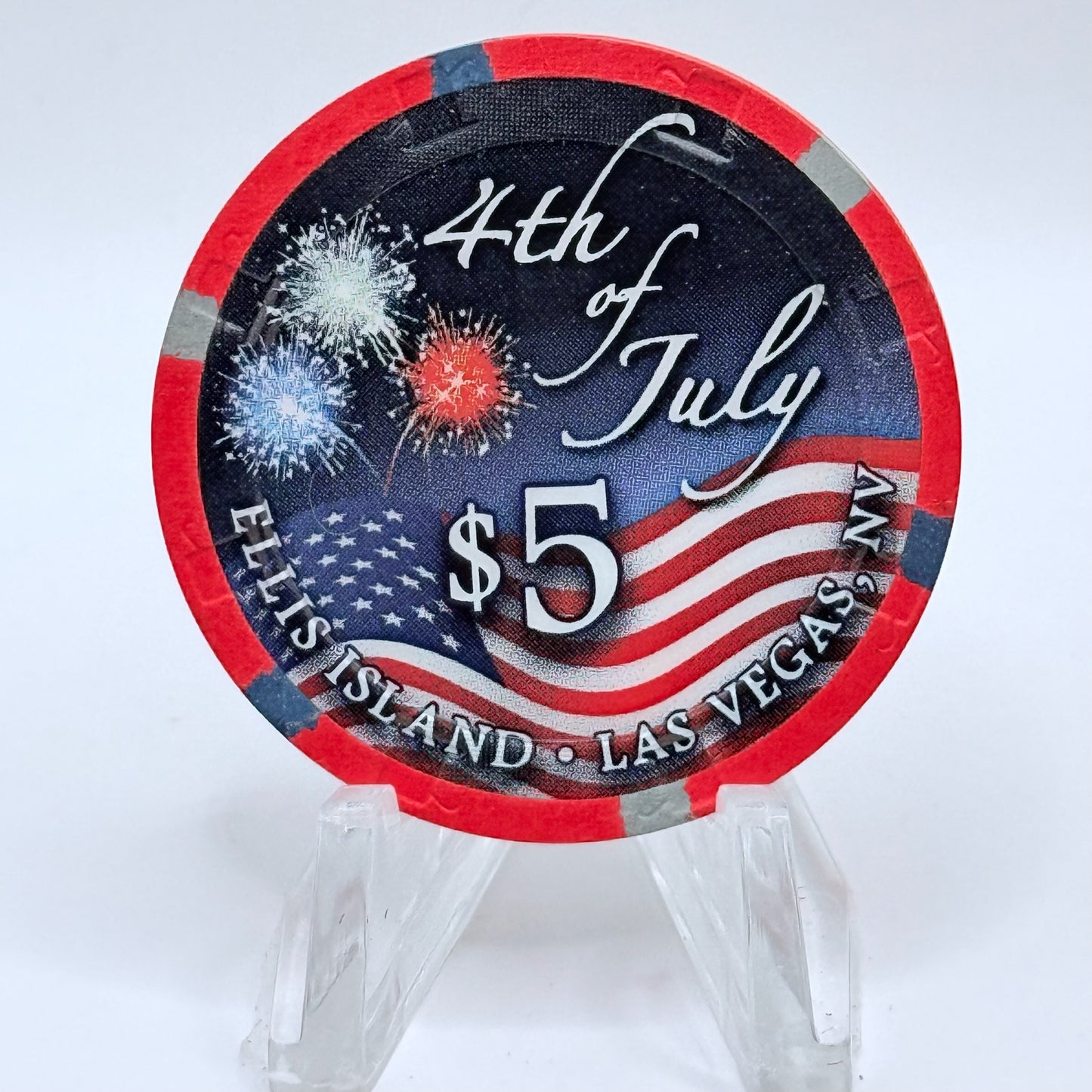 Ellis Island Las Vegas Nevada 2013 'Fourth of July' LE $5 Casino Chip D1324