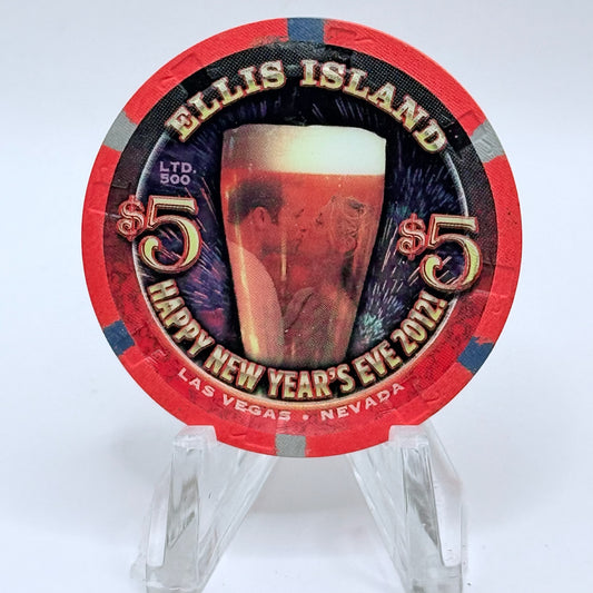 Ellis Island Las Vegas Nevada 2012 'New Year's Eve' LE $5 Casino Chip D0881