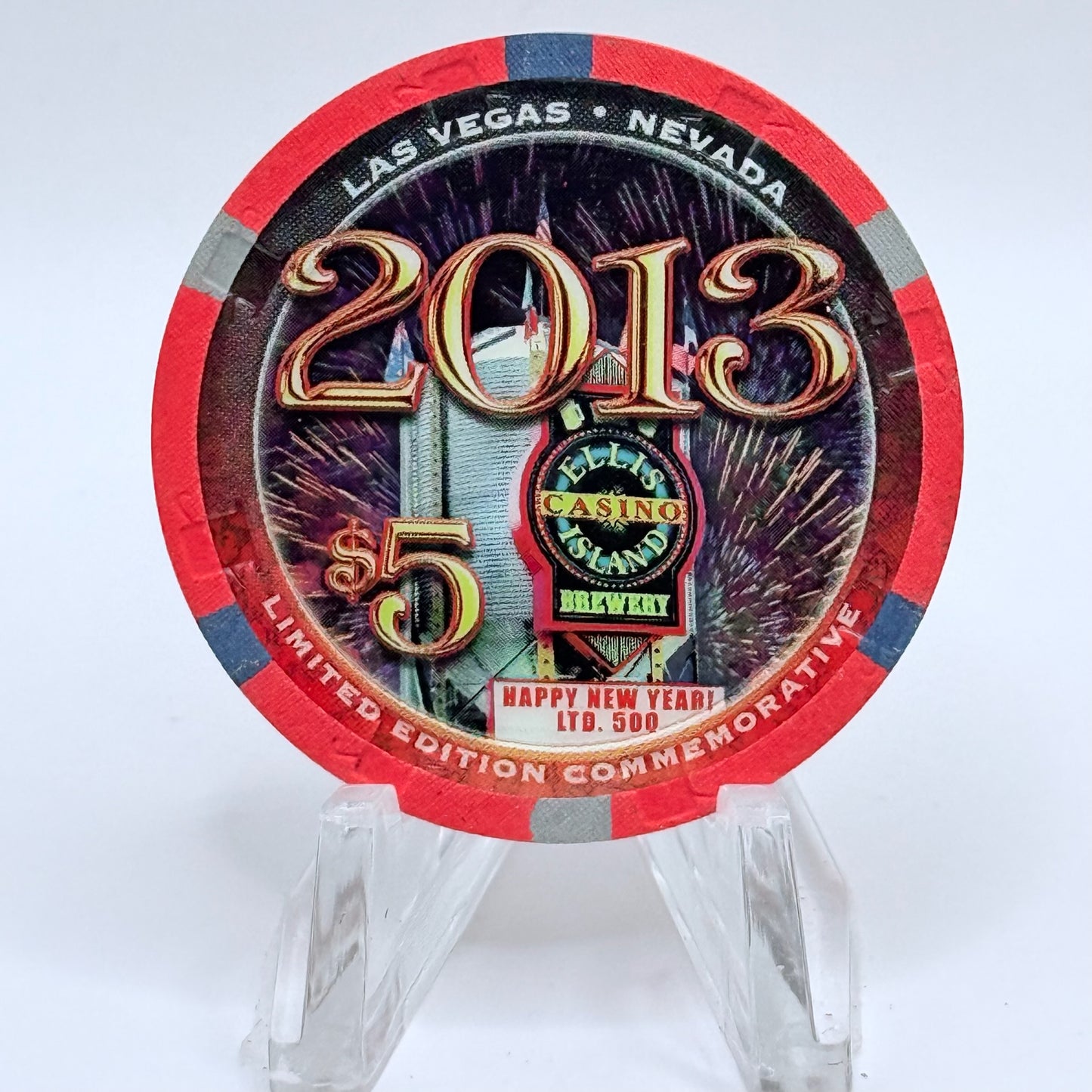 Ellis Island Las Vegas Nevada 2012 'New Year's Eve' LE $5 Casino Chip D0881