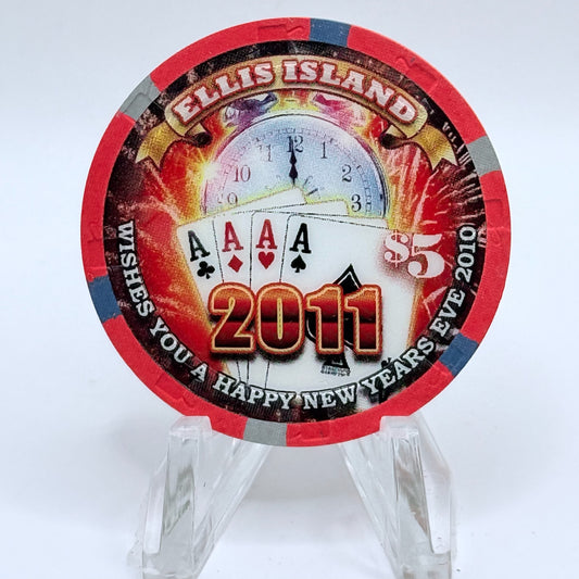 Ellis Island Las Vegas Nevada 2010 'New Year's Eve' LE $5 Casino Chip D0055