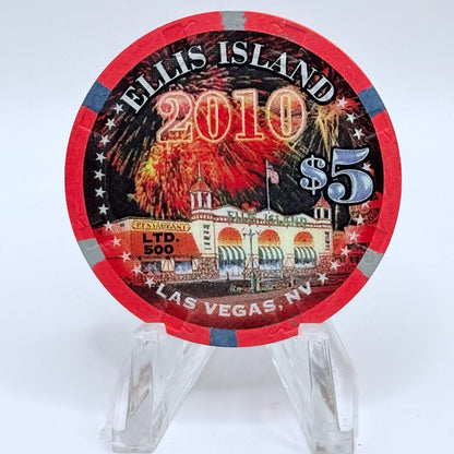 Ellis Island Las Vegas Nevada 2010 'Fourth of July' LE $5 Casino Chip E9816