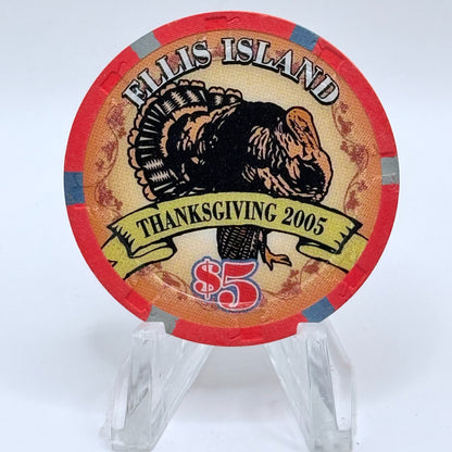 Ellis Island Las Vegas Nevada 2005 'Thanksgiving' LE $5 Casino Chip E4888