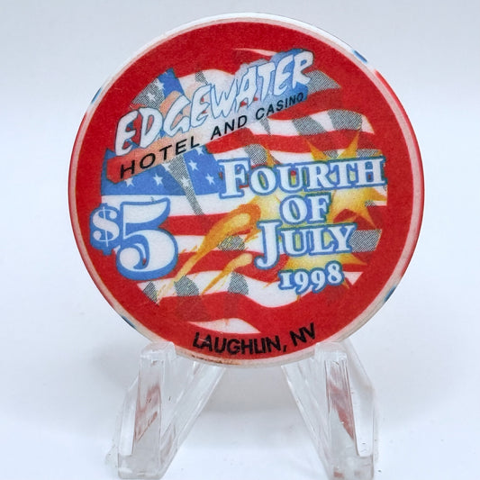 Edgewater Laughlin Nevada 1998 'Fourth Of July' LE $5 Casino Chip V2339