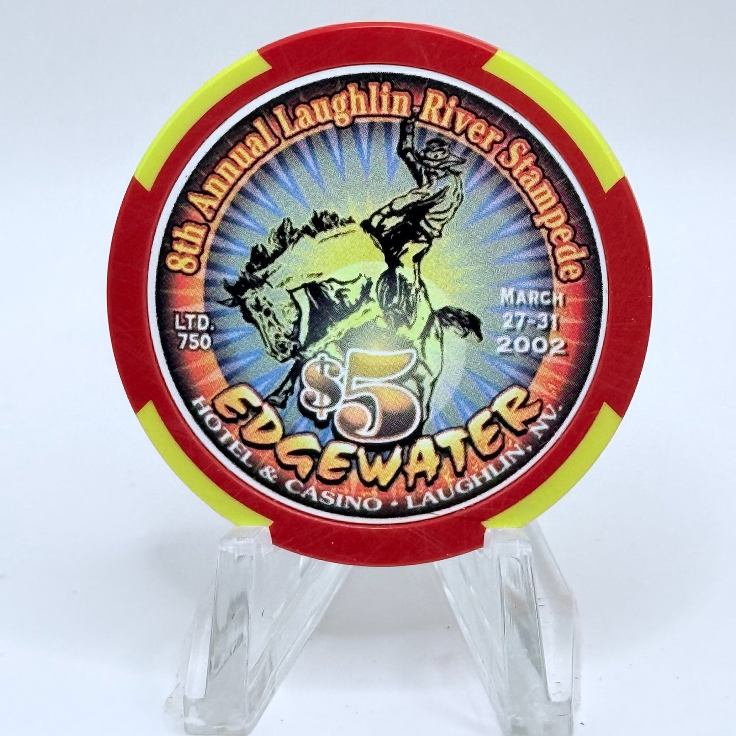 Edgewater Laughlin Nevada 2002 LE $5 Casino Chip V8390