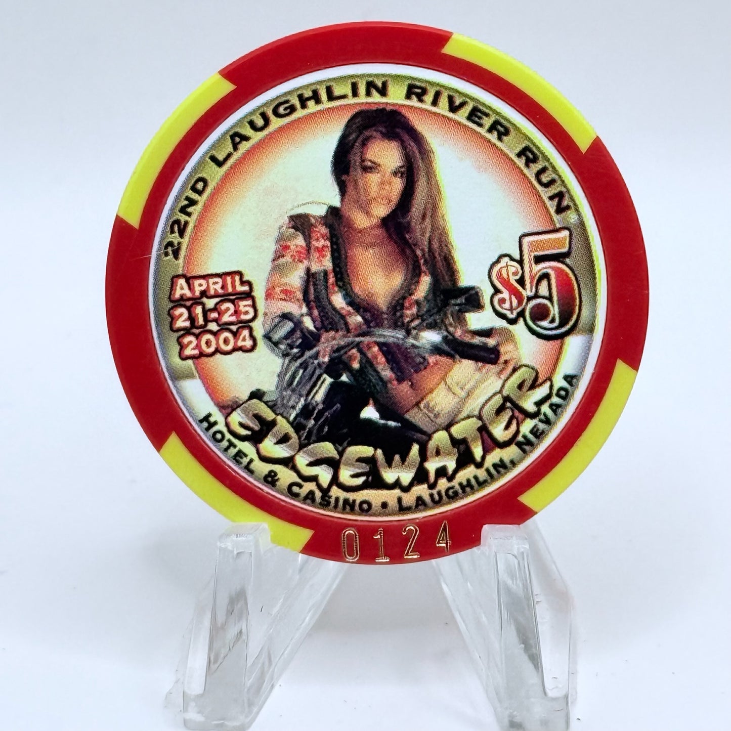 Edgewater Laughlin Nevada 2004 '22nd River Run' LE $5 Casino Chip E3242