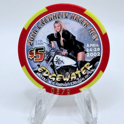 Edgewater Laughlin Nevada 2002 '20th Annual Laughlin River Run' LE $5 Casino Chip V8388
