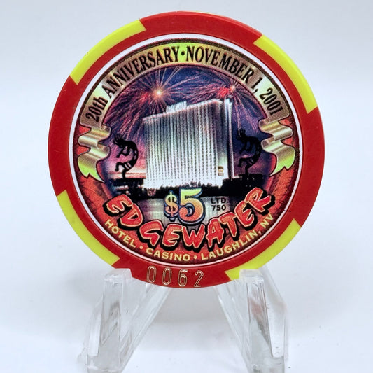 Edgewater Laughlin Nevada 2001 LE $5 Casino Chip V8386