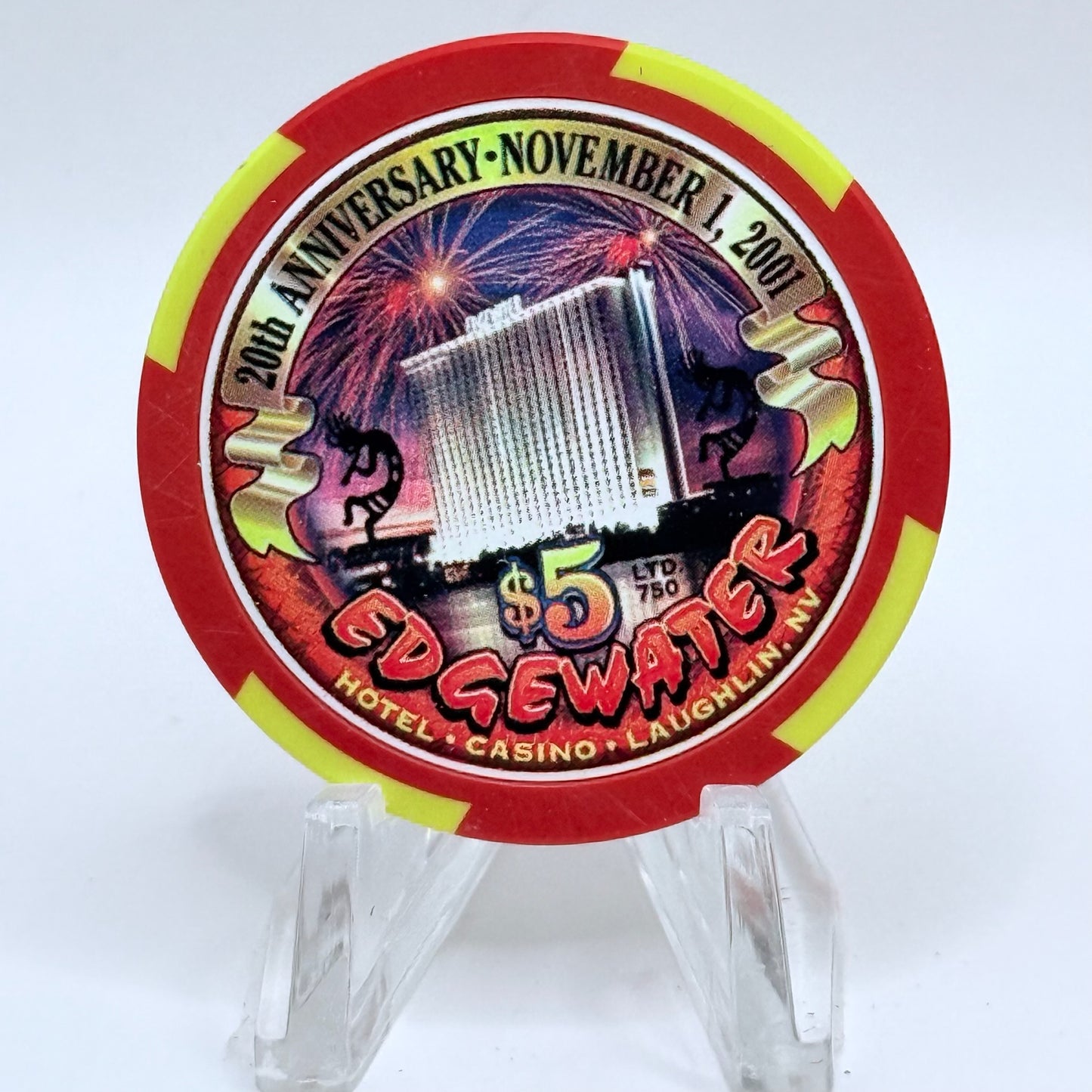 Edgewater Laughlin Nevada 2001 LE $5 Casino Chip V8386