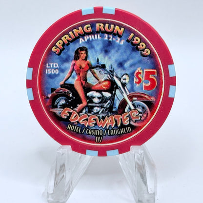 Edgewater Laughlin Nevada 1999 'Spring Run' LE $5 Casino Chip V2336