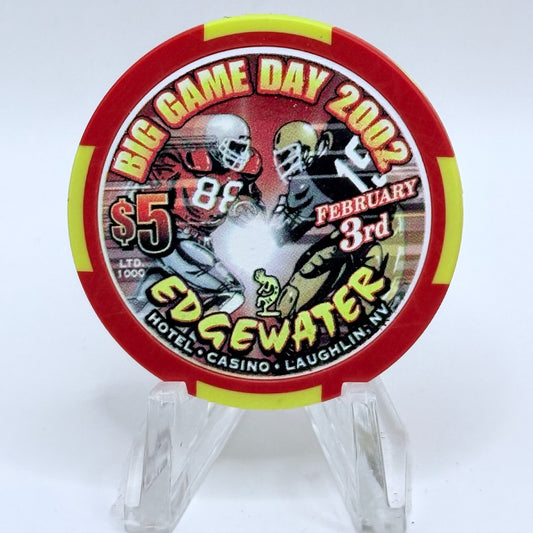 Edgewater Laughlin Nevada 2002 'Superbowl' LE $5 Casino Chip V8389