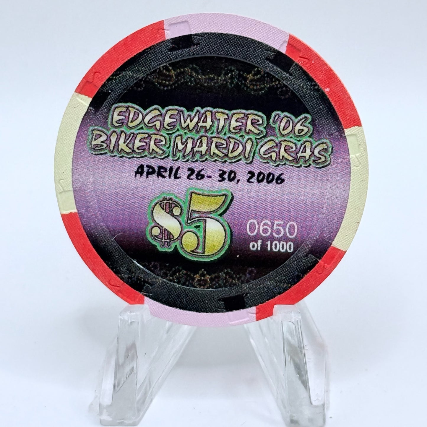 Edgewater Laughlin Nevada 2006 'River Mardi Gras' LE $5 Casino Chip