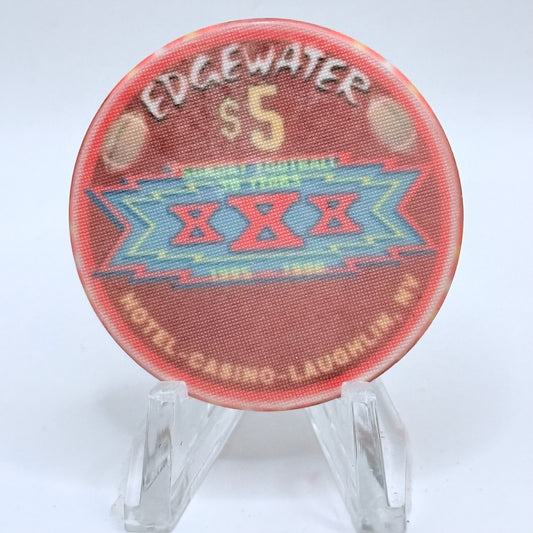 Edgewater Laughlin Nevada 1996 'Sunday Football 30 Years Xxx' LE $5 Casino Chip N8168