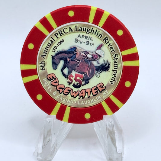 Edgewater Laughlin Nevada 2000 '6th Annual PRCA Laughlin River Stampede' LE $5 Casino Chip V4005