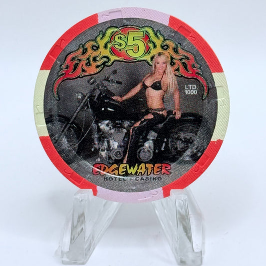 Edgewater Laughlin Nevada 1997 'Take it to the Edge' LE $5 Casino Chip N8169