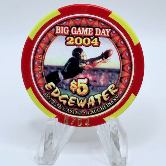 Edgewater Laughlin Nevada 2004 'Superbowl - Big Game Day' LE $5 Casino Chip E0358