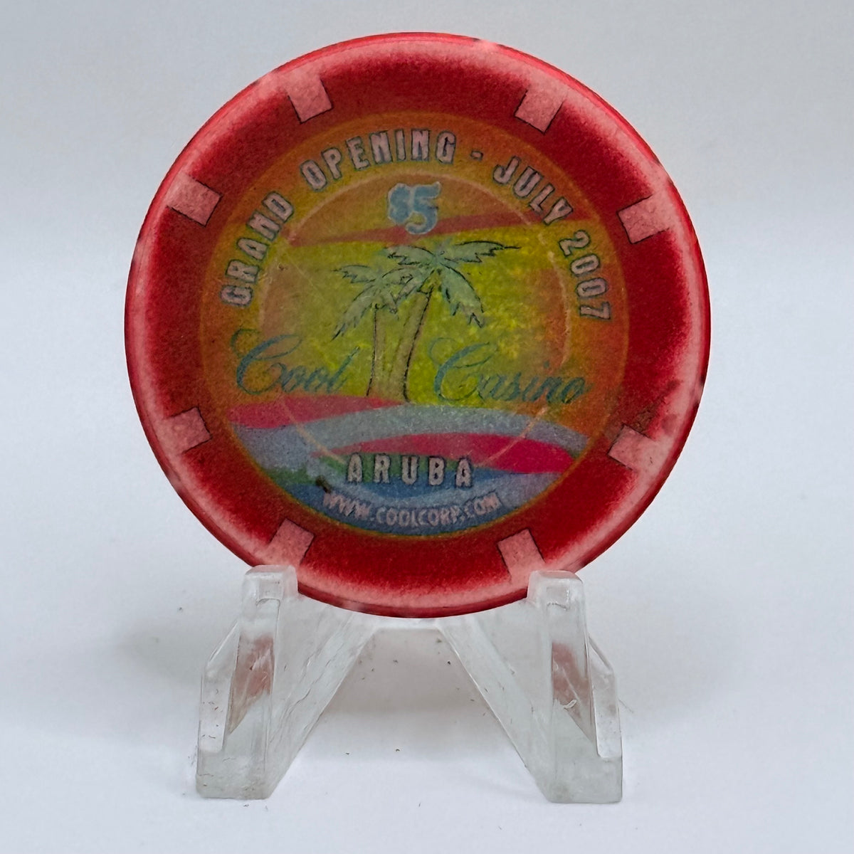 Cool Casino (Riu Palace) Palm Beach Aruba 2007 'Grand Opening' Series 1 LE $5 Casino Chip