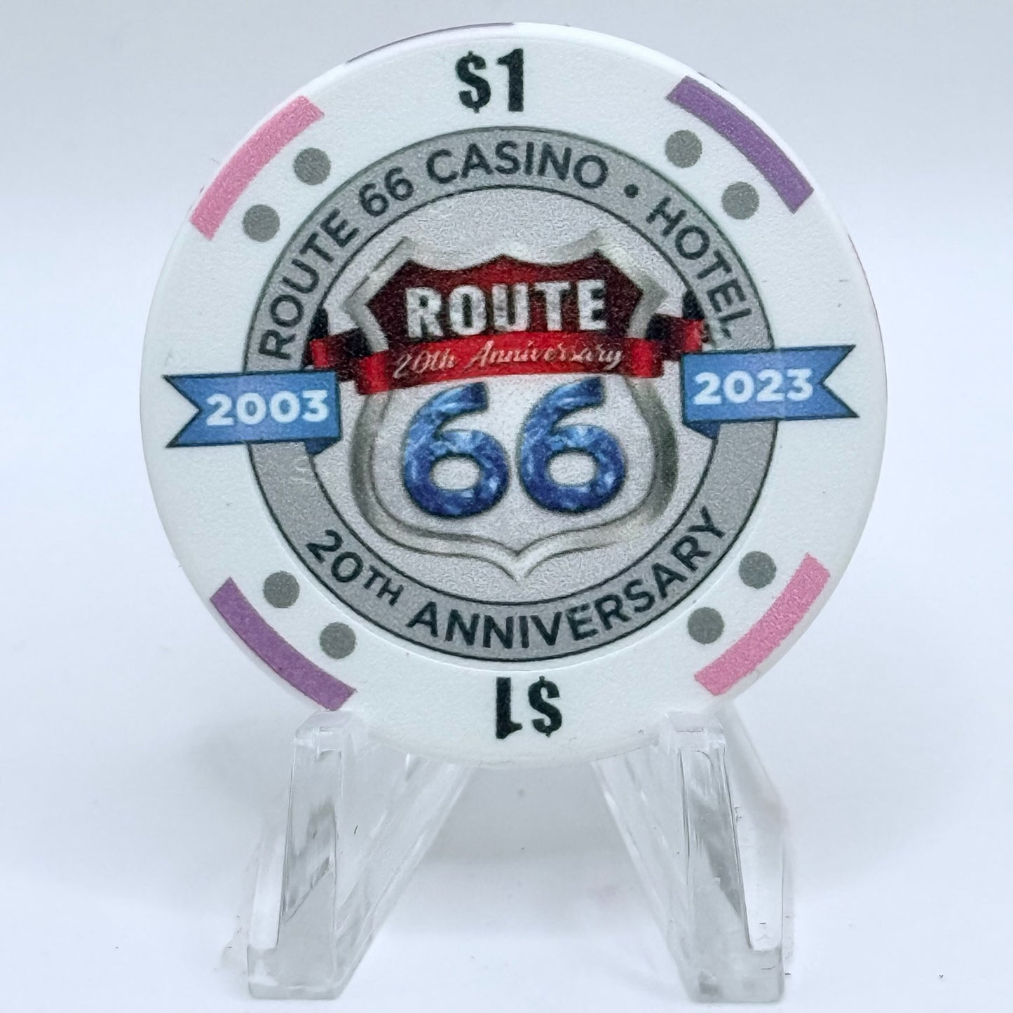 Route 66 Albuquerque New Mexico 2023 '20th Anniversary' LE $1 Casino Chip