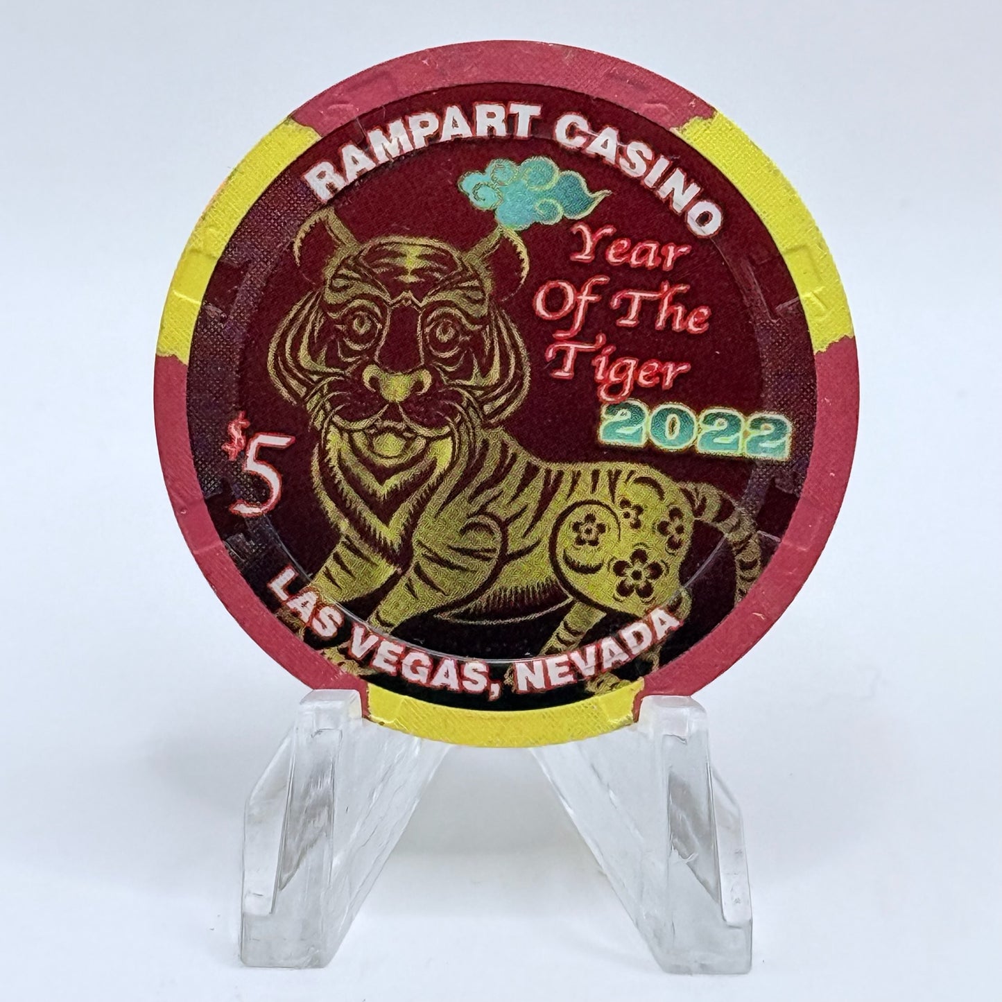 Rampart Casino Las Vegas Nevada 2022 'Year Of The Tiger' LE $5 Casino Chip