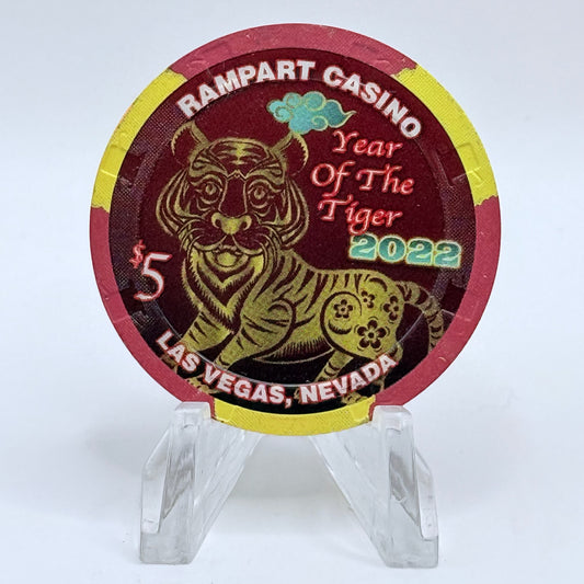 Rampart Casino Las Vegas Nevada 2022 'Year Of The Tiger' LE $5 Casino Chip