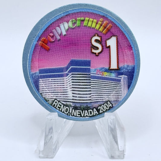 Peppermill Reno Nevada 2004 'Top 10 Casinos in America' $1 Casino Chip E4084