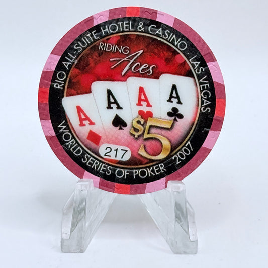 Rio Las Vegas Nevada 2007 'World Series of Poker - Riding Aces' LE $5 Casino Chip E6375