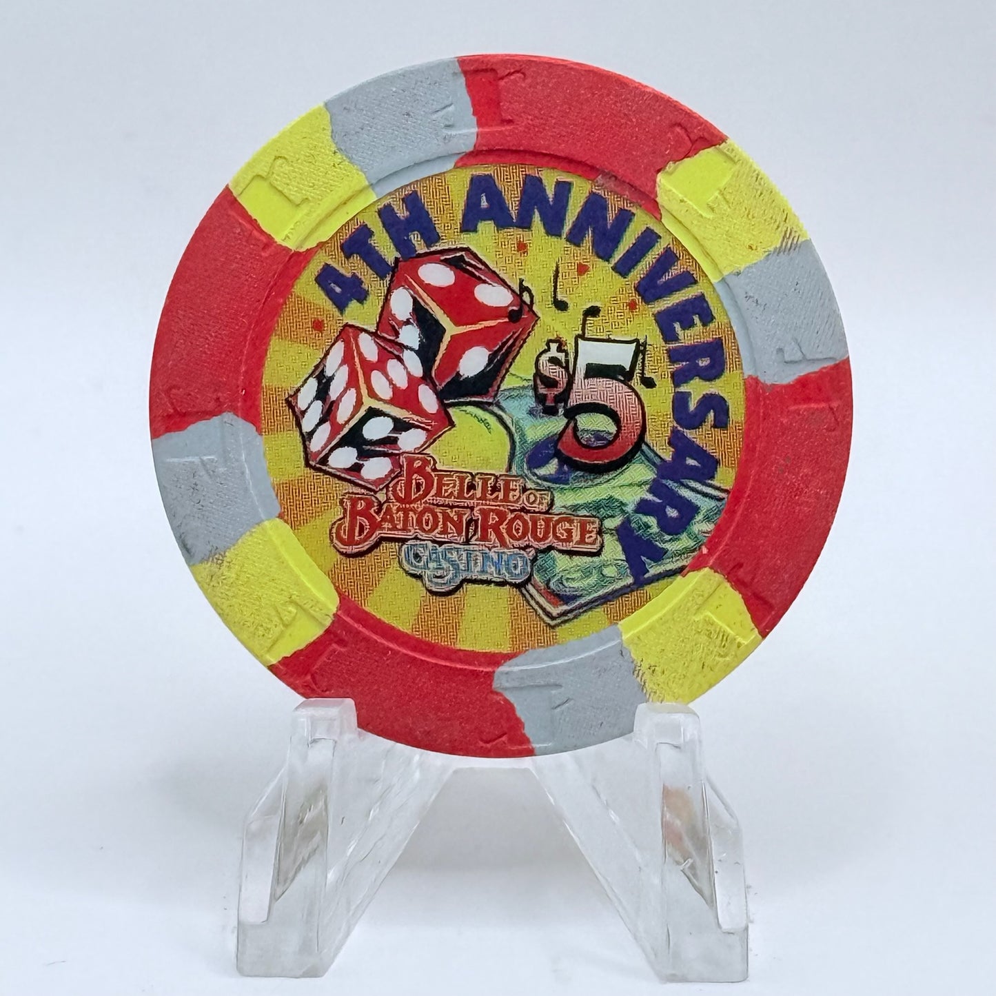 Belle of Baton Rouge (Original) Baton Rouge Louisiana 1998 '4th Anniversary' LE $5 Casino Chip