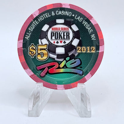 Rio Las Vegas Nevada 2012 'World Series of Poker - Quad Aces' LE $5 Casino Chip D0682