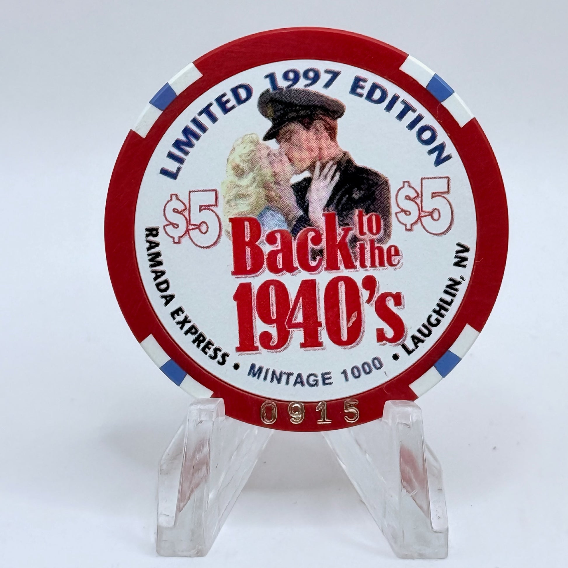 Ramada Express Laughlin Nevada 1998 'Back To The 1940's - War Savings' LE $5 Casino Chip V1355