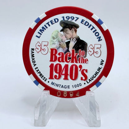 Ramada Express Laughlin Nevada 1998 'Back To The 1940's' LE $5 Casino Chip V1359