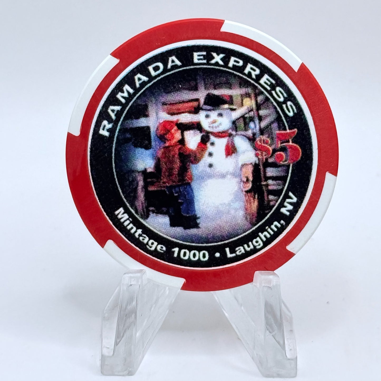 Ramada Express Laughlin Nevada 2005 'Christmas' LE $5 Casino Chip E8491