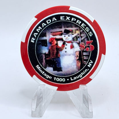 Ramada Express Laughlin Nevada 2005 'Christmas' LE $5 Casino Chip E8491