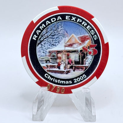 Ramada Express Laughlin Nevada 2005 'Christmas' LE $5 Casino Chip E8491