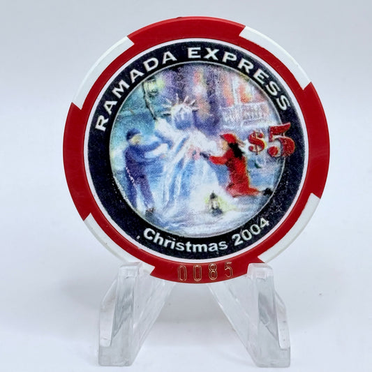 Ramada Express Laughlin Nevada 2004 'Christmas' LE $5 Casino Chip E4205