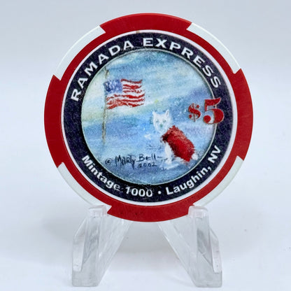 Ramada Express Laughlin Nevada 2004 'Christmas' LE $5 Casino Chip E4205