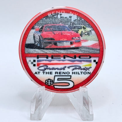Hilton Resort Reno Nevada 1996 'Grand Prix' LE $5 Casino Chip N9001