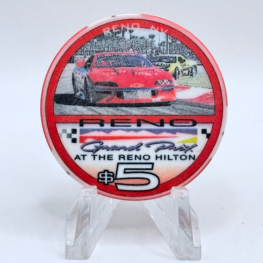 Hilton Resort Reno Nevada 1996 'Grand Prix' LE $5 Casino Chip N9001