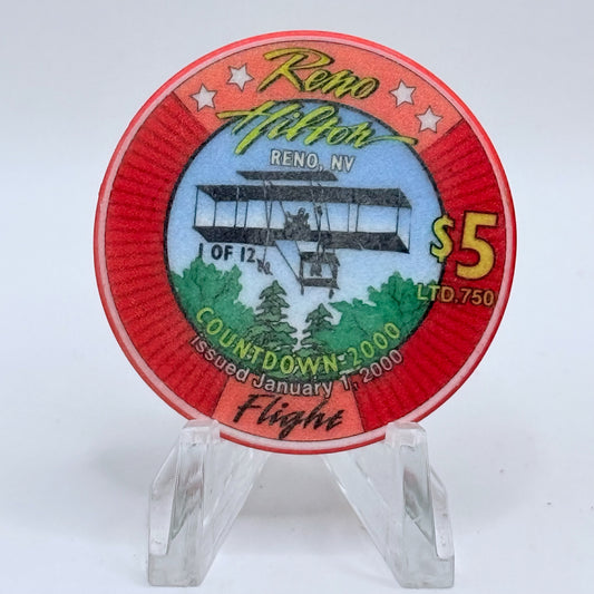 Hilton Resort Reno Nevada 1999 'Flight' Series 1 LE $5 Casino Chip V4559