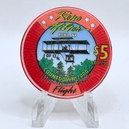 Hilton Resort Reno Nevada 1999 'Flight' Series 1 LE $5 Casino Chip V4559