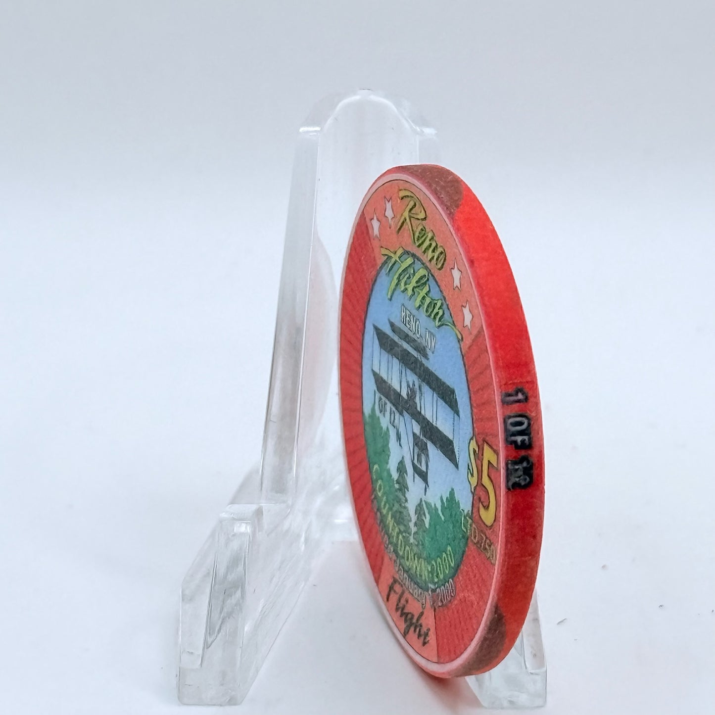 Hilton Resort Reno Nevada 1999 'Flight' Series 1 LE $5 Casino Chip V4559