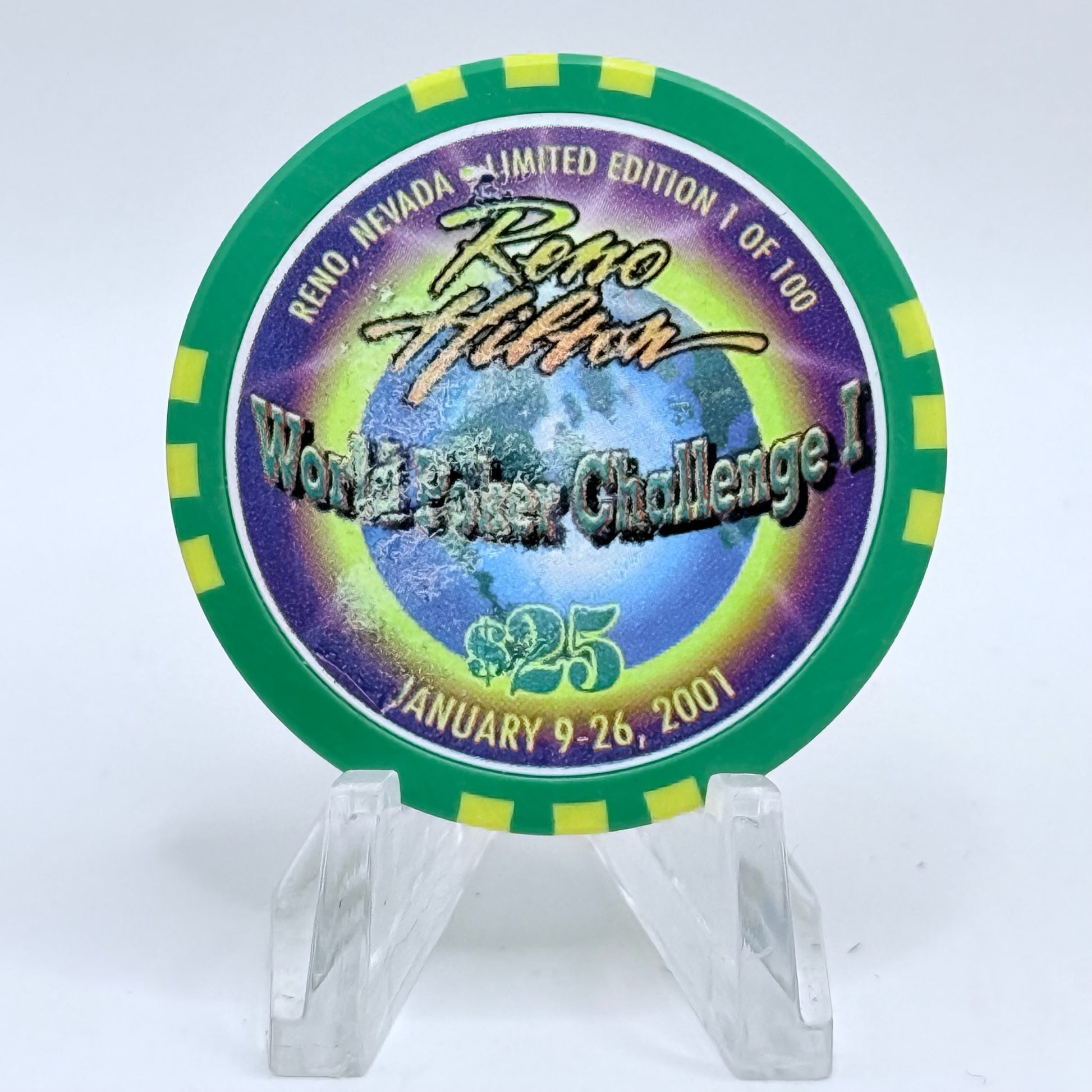Hilton Resort Reno Nevada 2001 'World Poker Challenge' LE $25 Casino Chip V9031