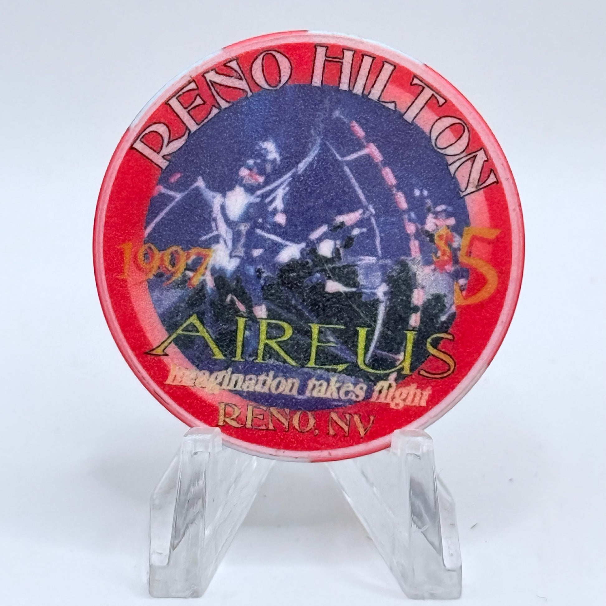 Hilton Resort Reno Nevada 1997 'Aireus' Series 2 LE $5 Casino Chip N9933